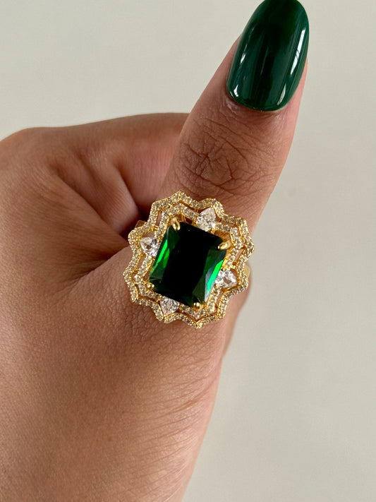 Green Stone Adjustable Ring