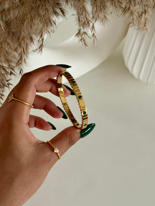 Green Emerald Thin Wrist Kada