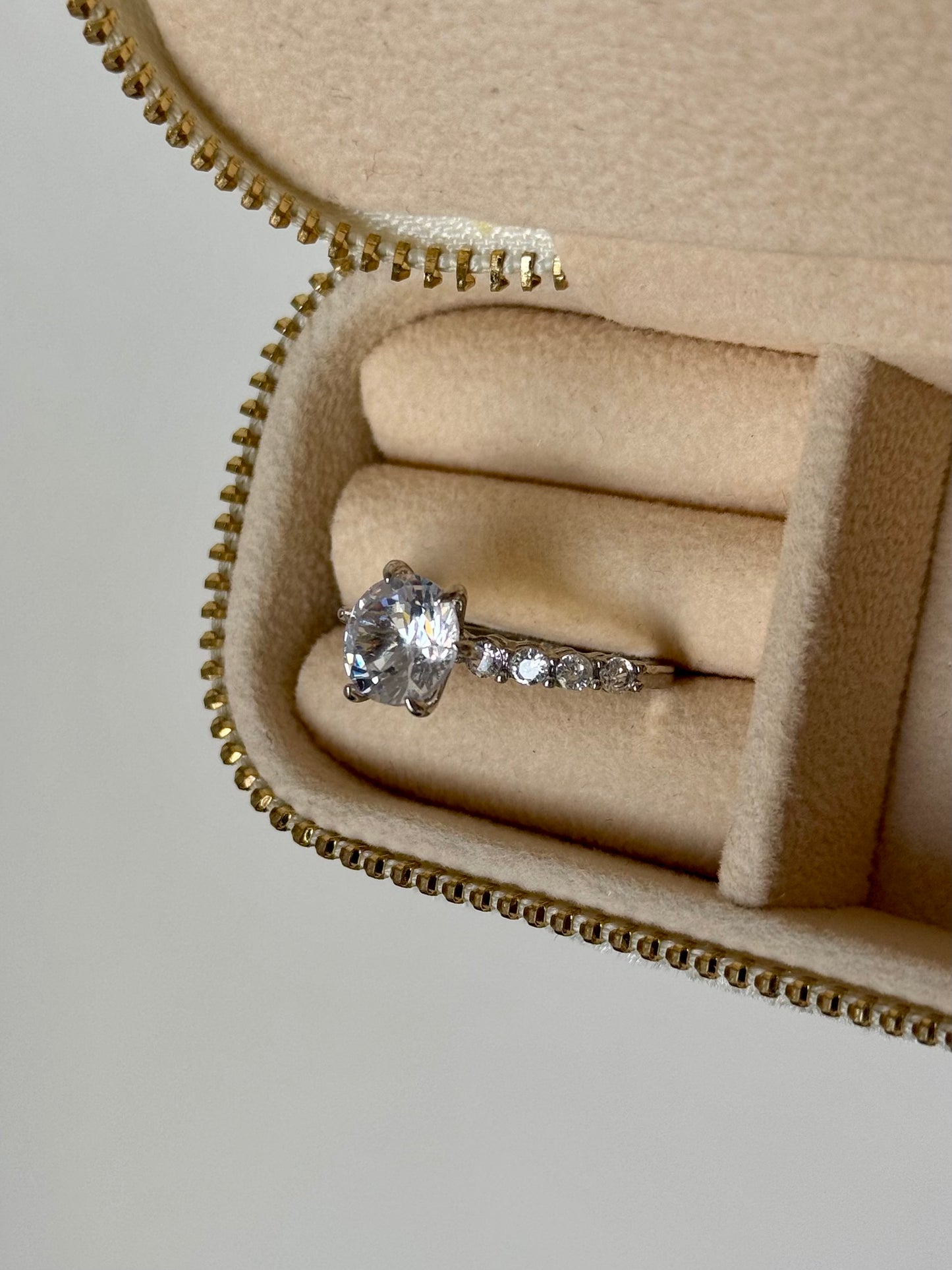 Silver Solitaire Adjustable Ring