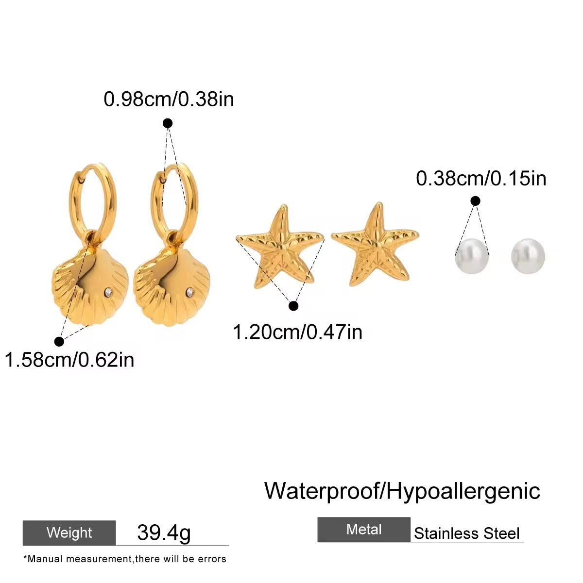 StarShell Earrings(Set Of 3)