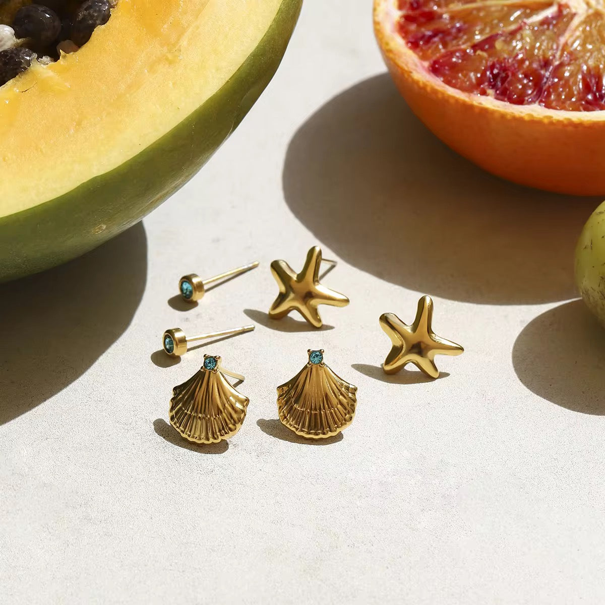 AquaGlow Earrings(Set Of 3)