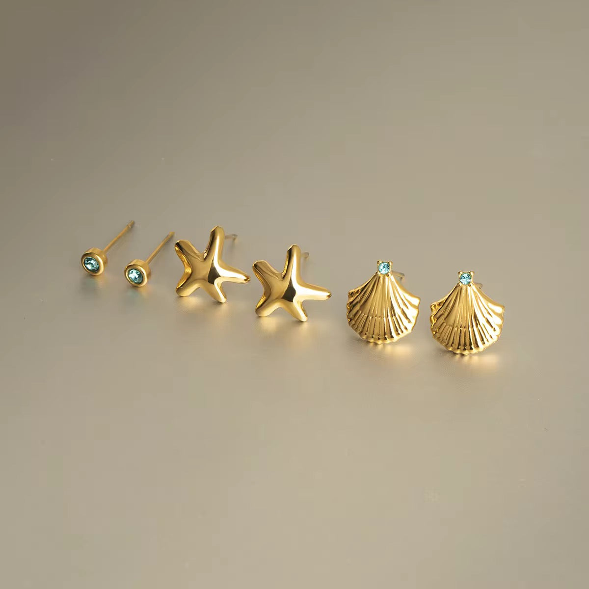 AquaGlow Earrings(Set Of 3)