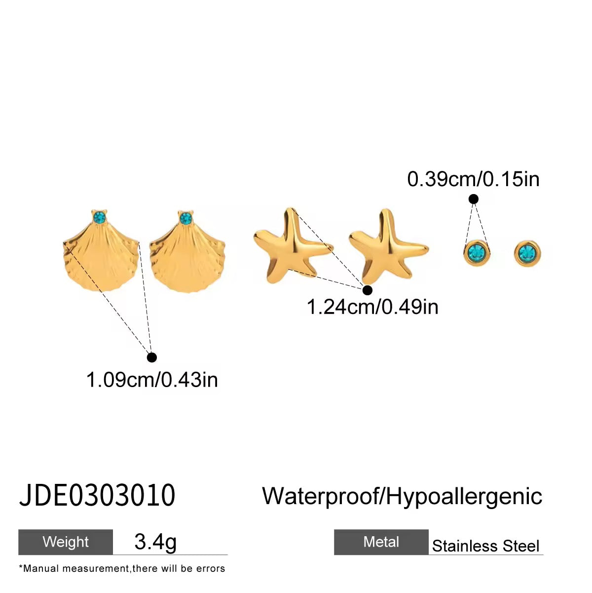 AquaGlow Earrings(Set Of 3)
