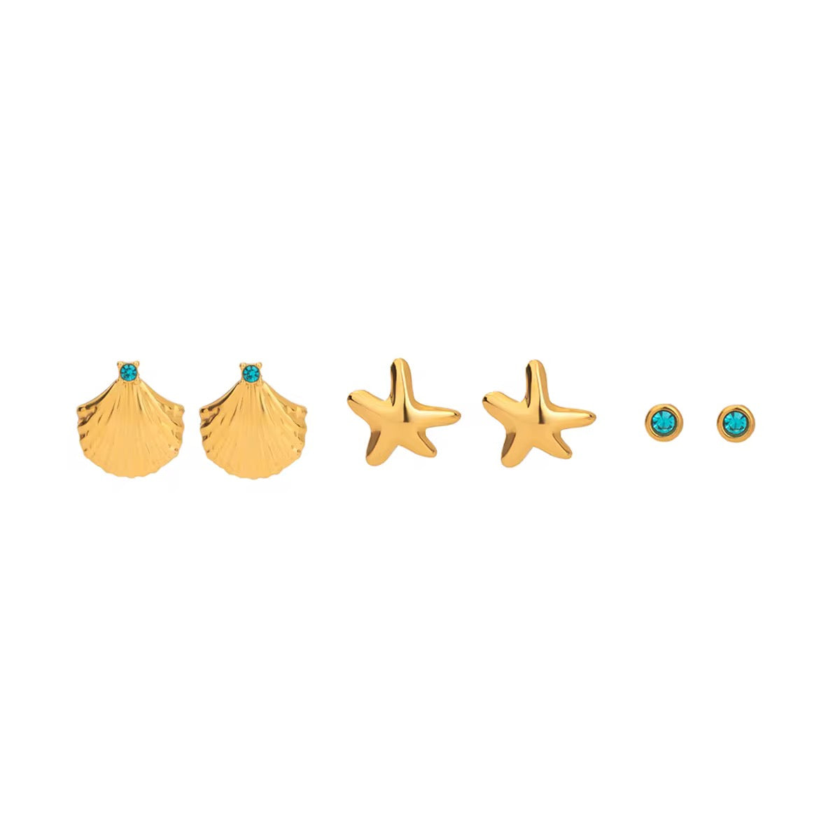 AquaGlow Earrings(Set Of 3)