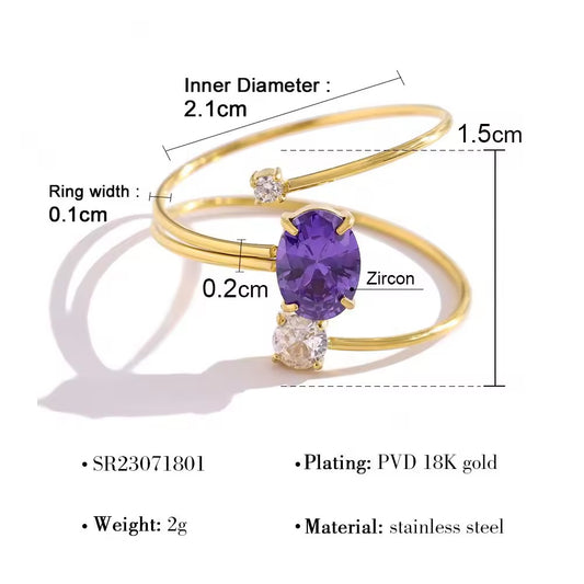 Purple Stone Adjustable Ring