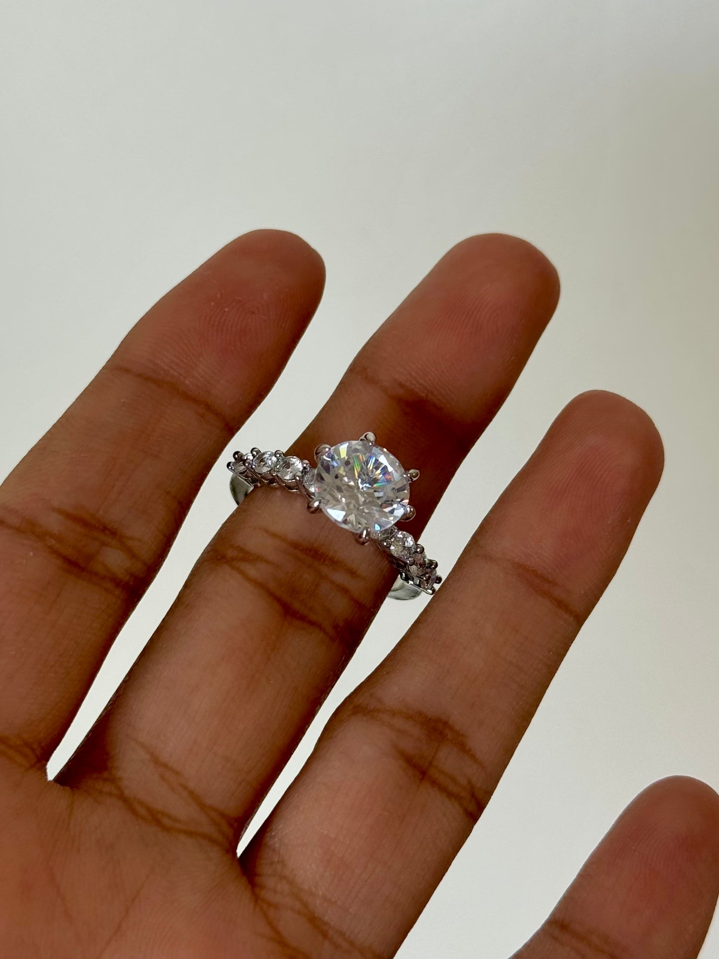 Silver Solitaire Adjustable Ring