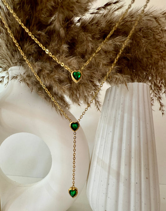 Green Hearts Layered Neckpiece