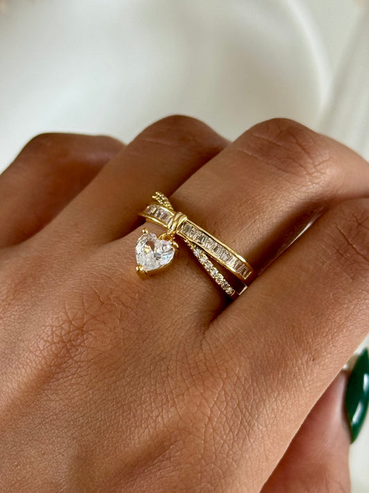 Heart Drop Adjustable Ring
