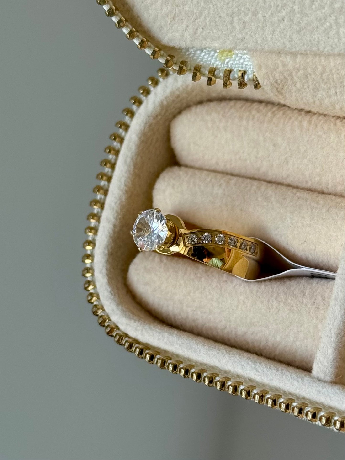 Big Studded Solitaire Ring