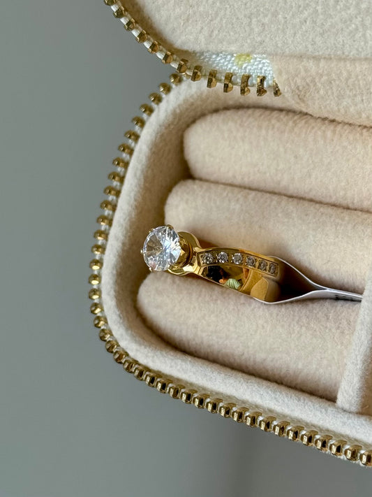 Big Studded Solitaire Ring