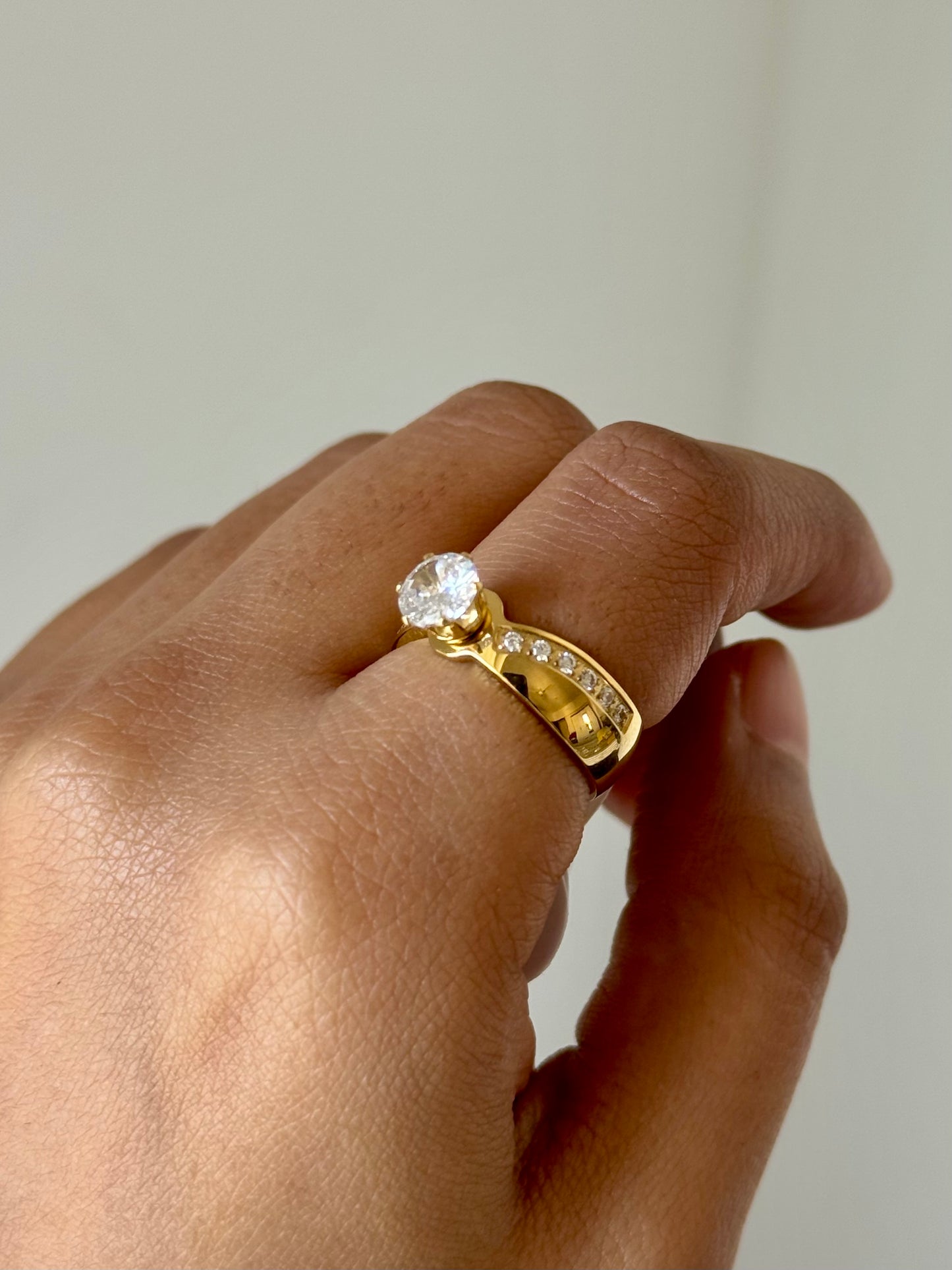 Big Studded Solitaire Ring