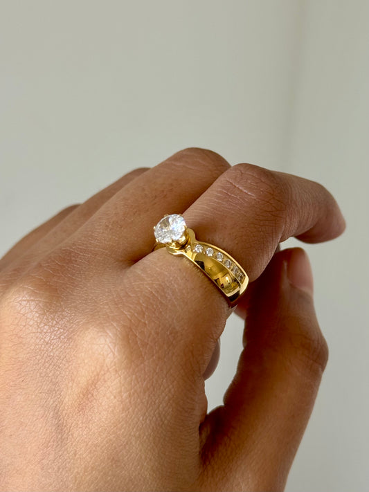 Big Studded Solitaire Ring