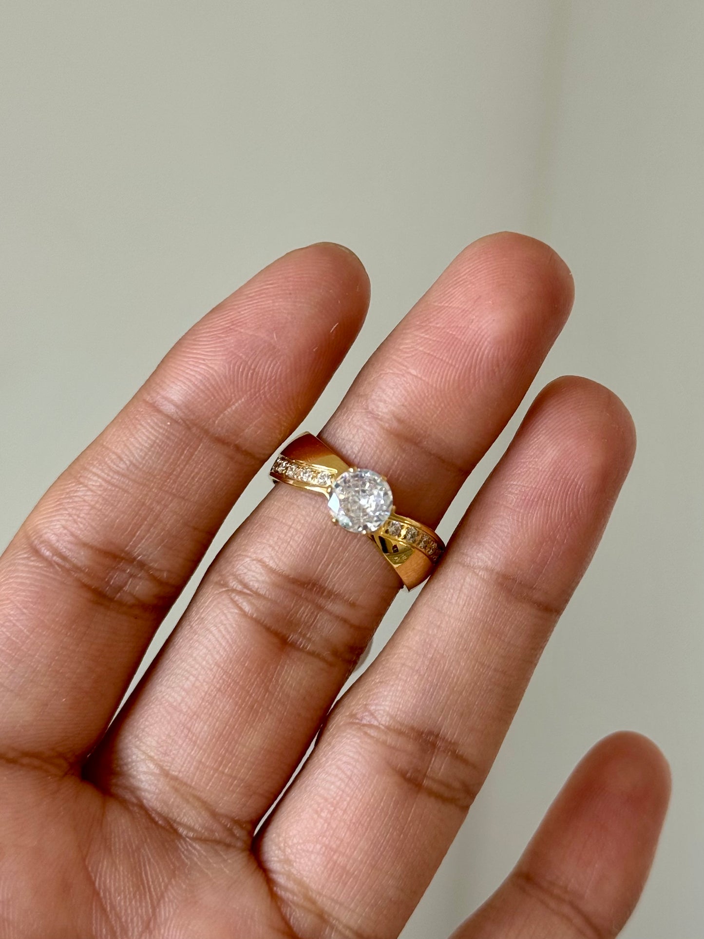 Big Studded Solitaire Ring