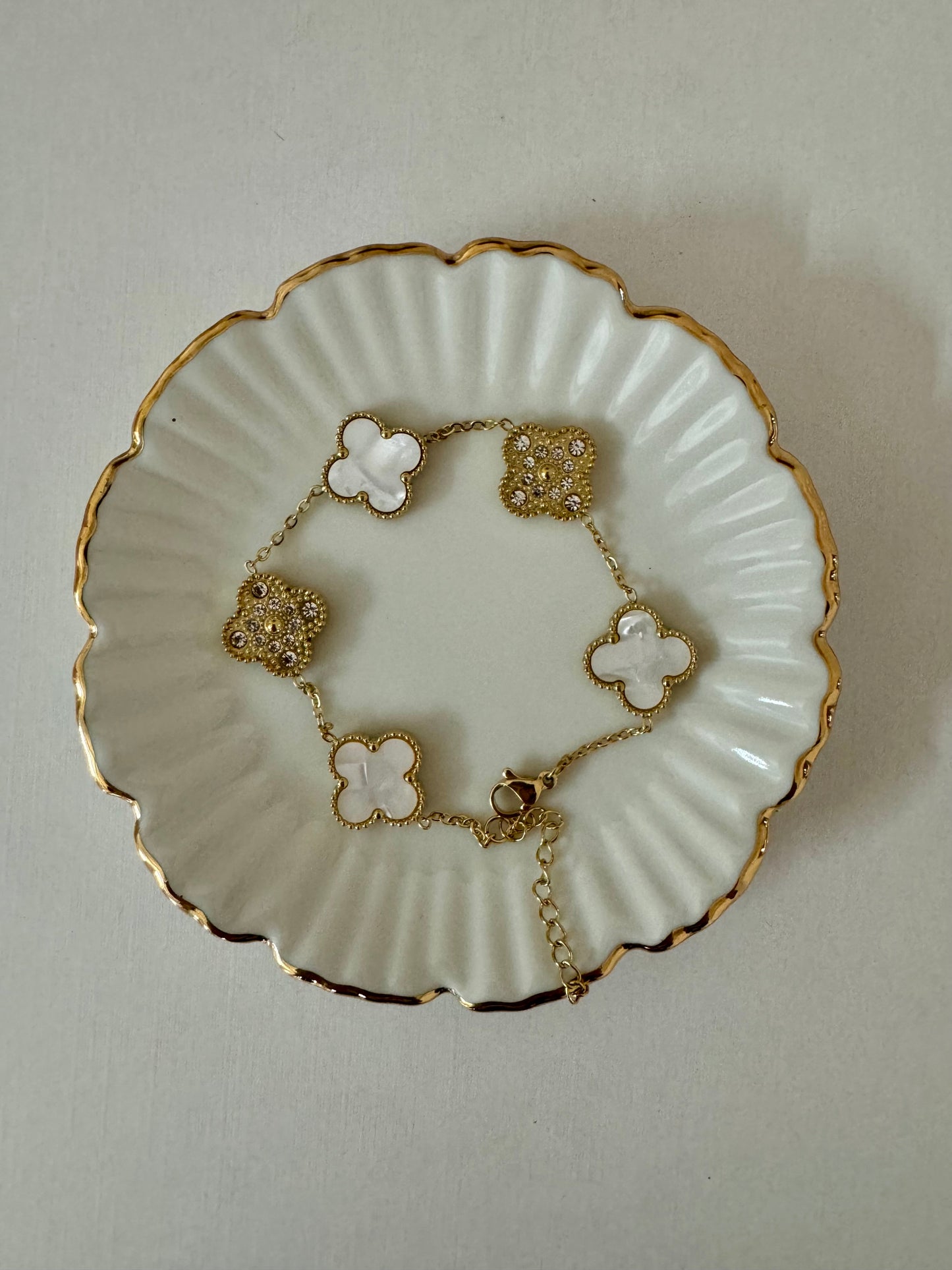 Studded Reversible Clover Bracelet