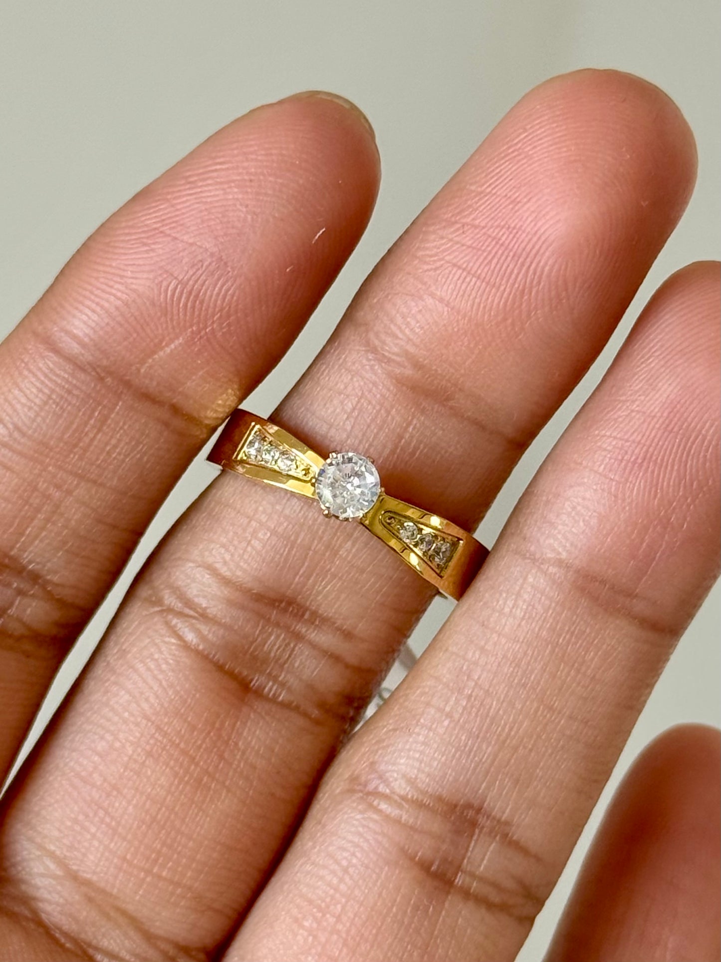 Small Solitaire Studded Ring