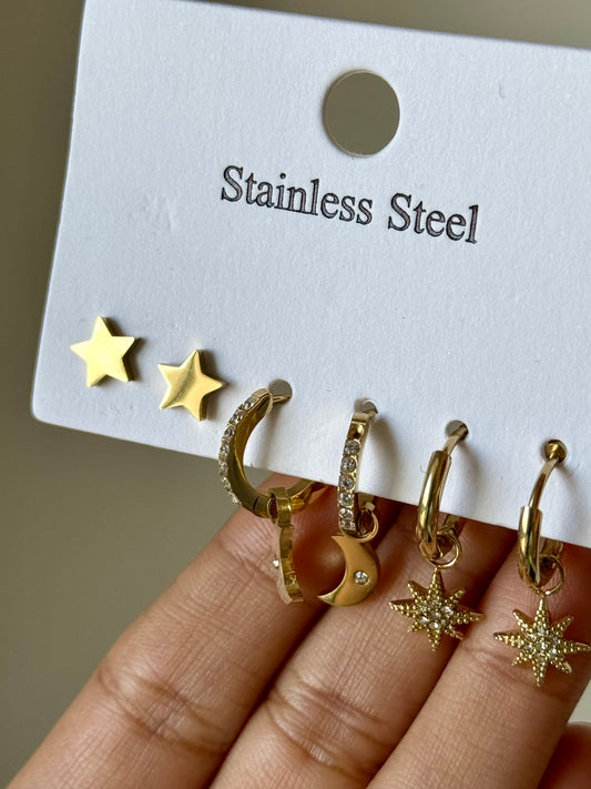 Star&Moon Earrings (Set Of 3)