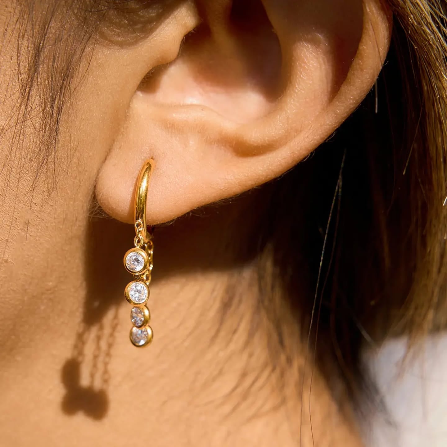 Cascading Crystal Hoop Earrings