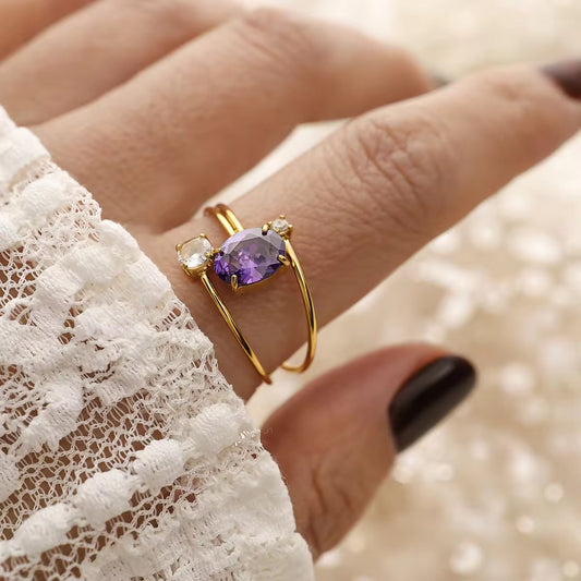 Purple Stone Adjustable Ring