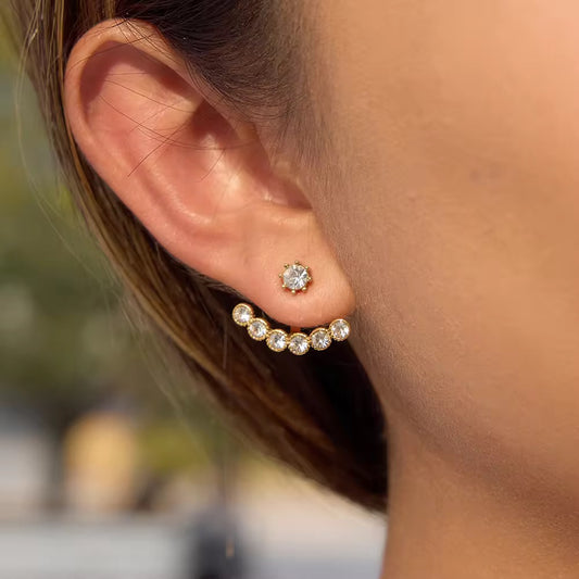 Crystal Crescent Earrings