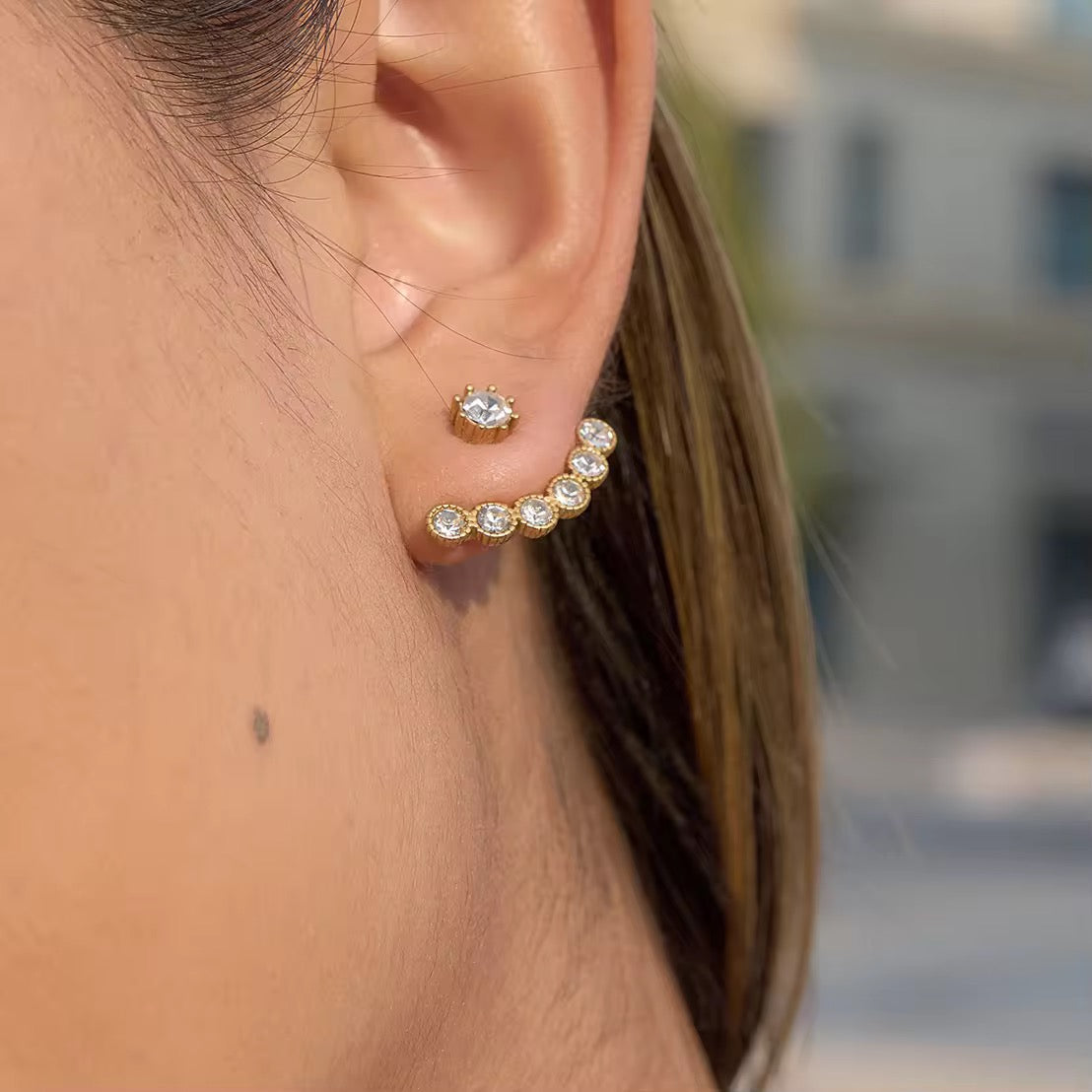 Crystal Crescent Earrings