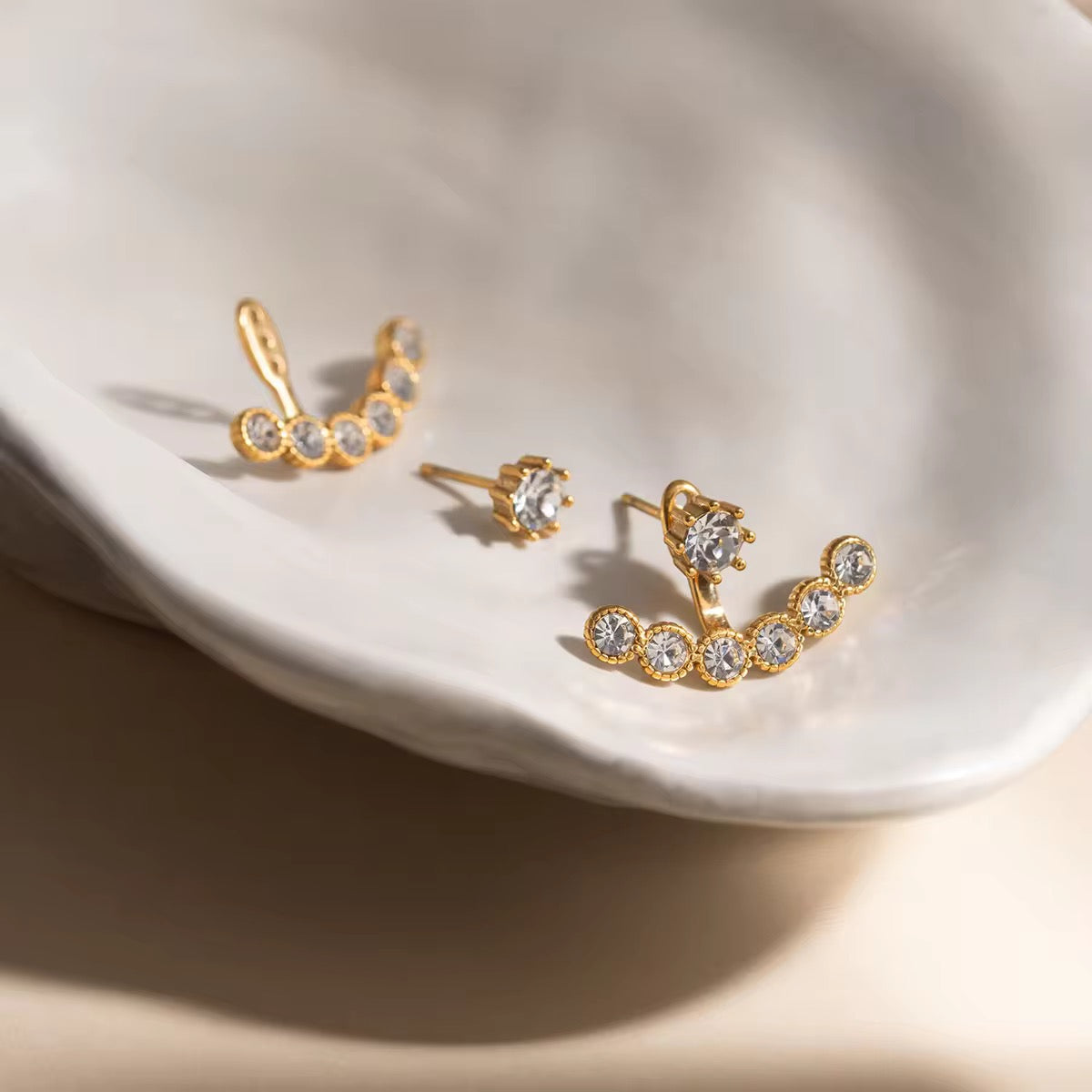 Crystal Crescent Earrings