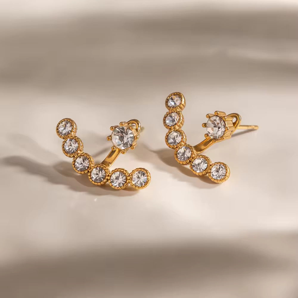Crystal Crescent Earrings