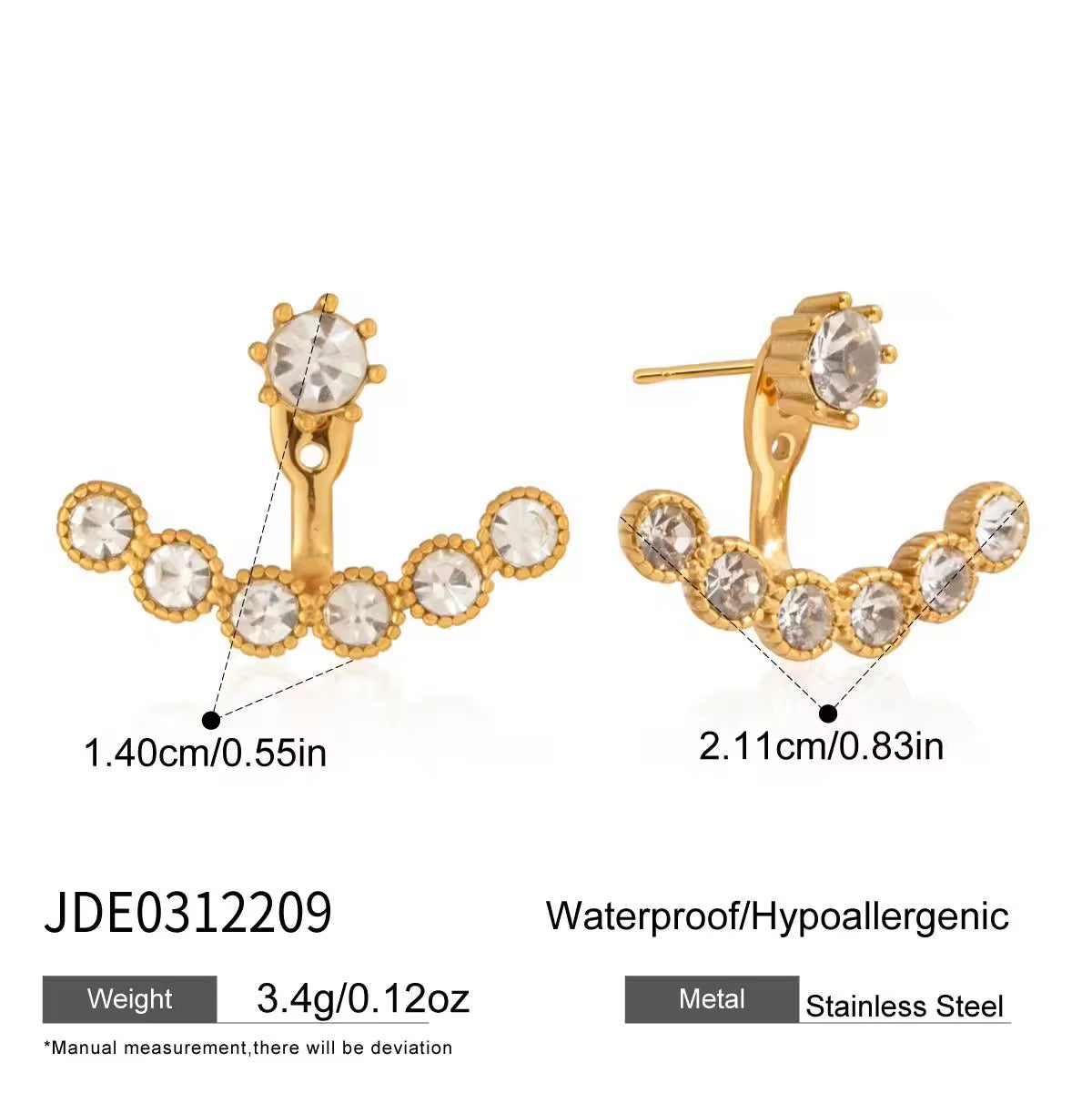 Crystal Crescent Earrings