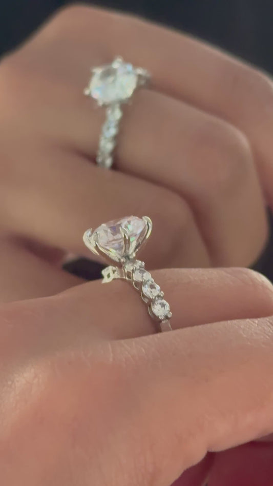 Silver Solitaire Adjustable Ring